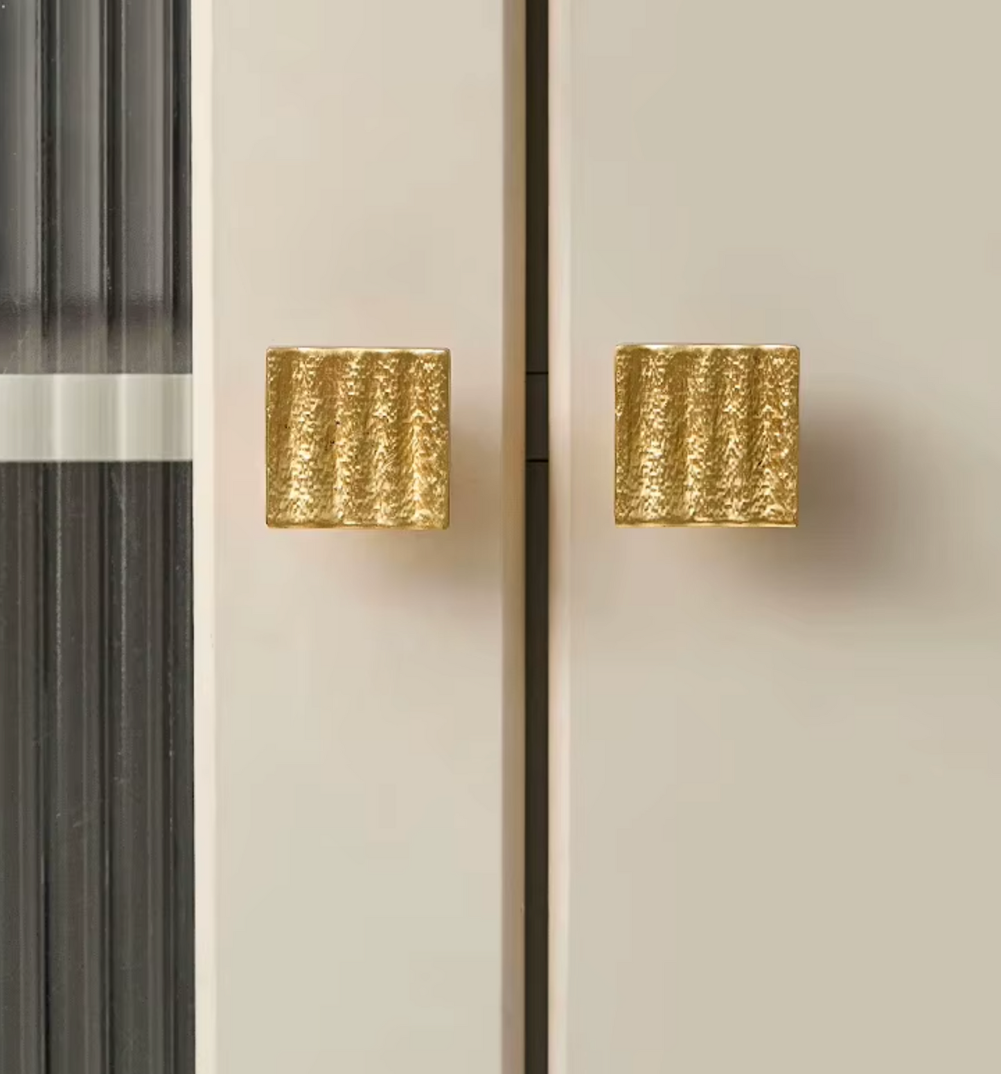 Cabinet Handles Forge Ribbed Collection Brushed Brass