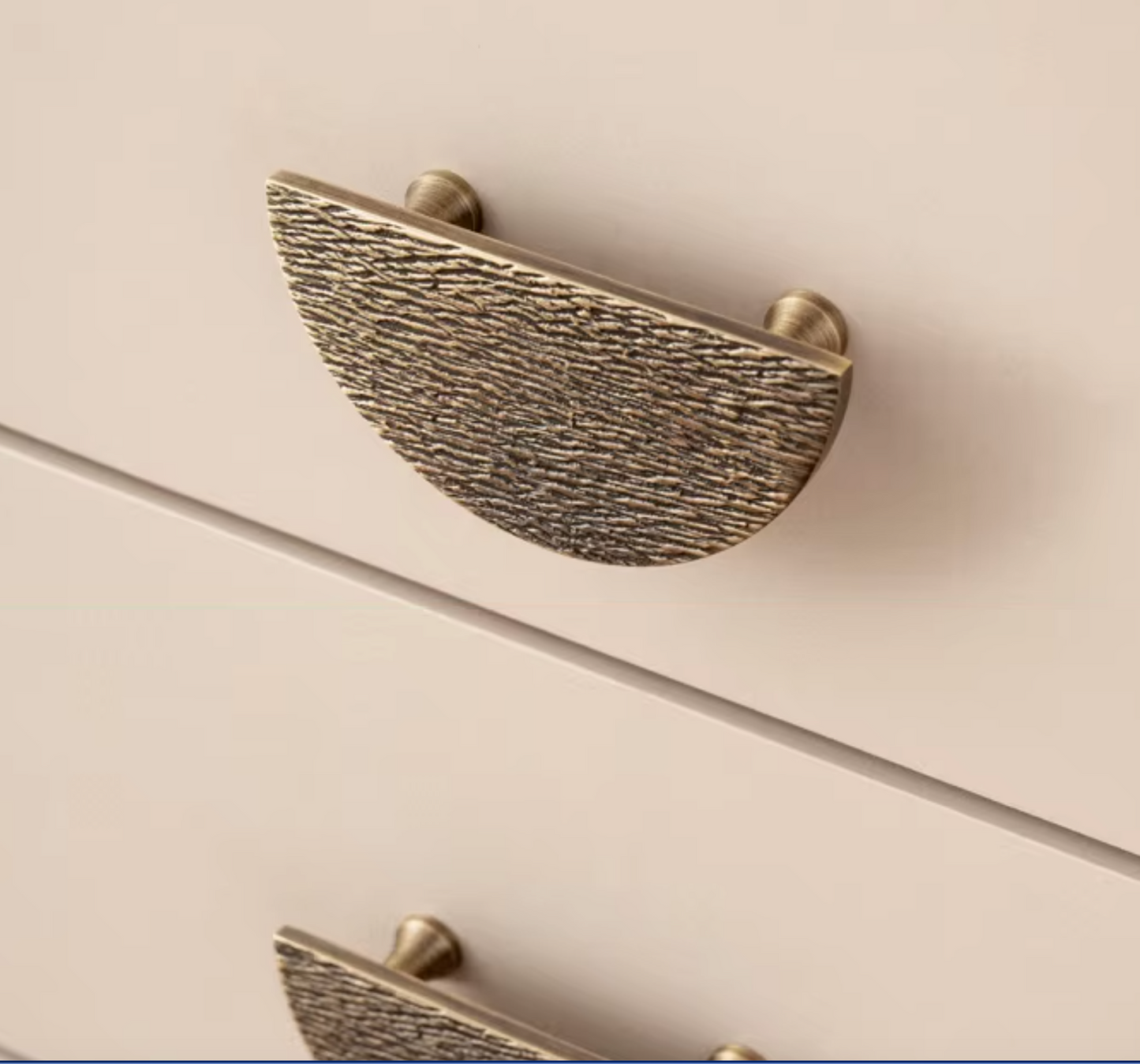 Cabinet Knobs Wood Grain Half-Moon Collection Dark Antique Brass