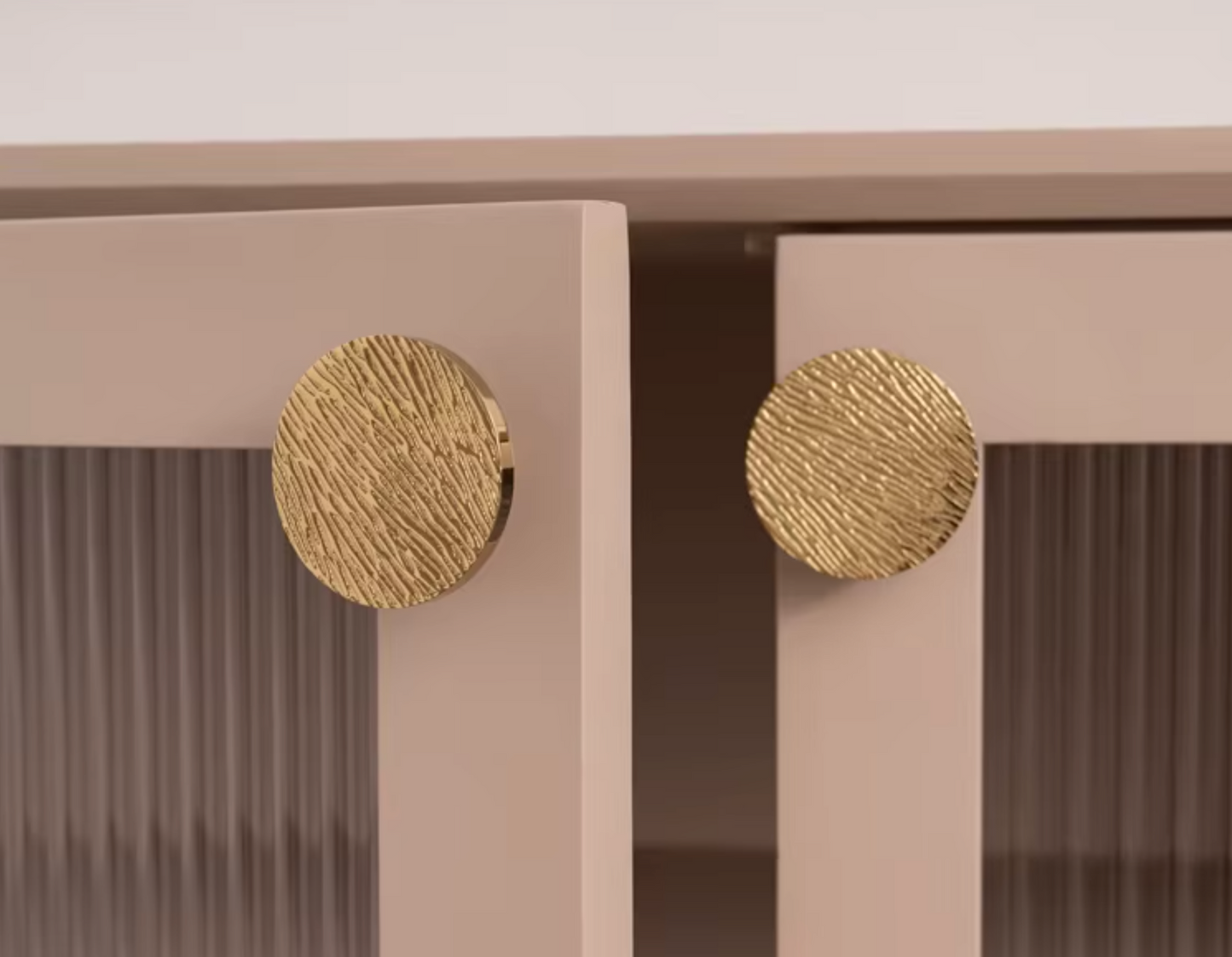 Cabinet Knobs Wood Grain Half-Moon Collection Polished Brass