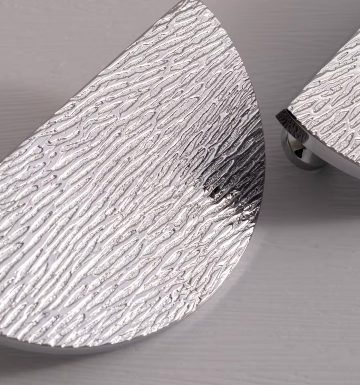 Cabinet Knobs Wood Grain Half-Moon Collection Polished Chrome