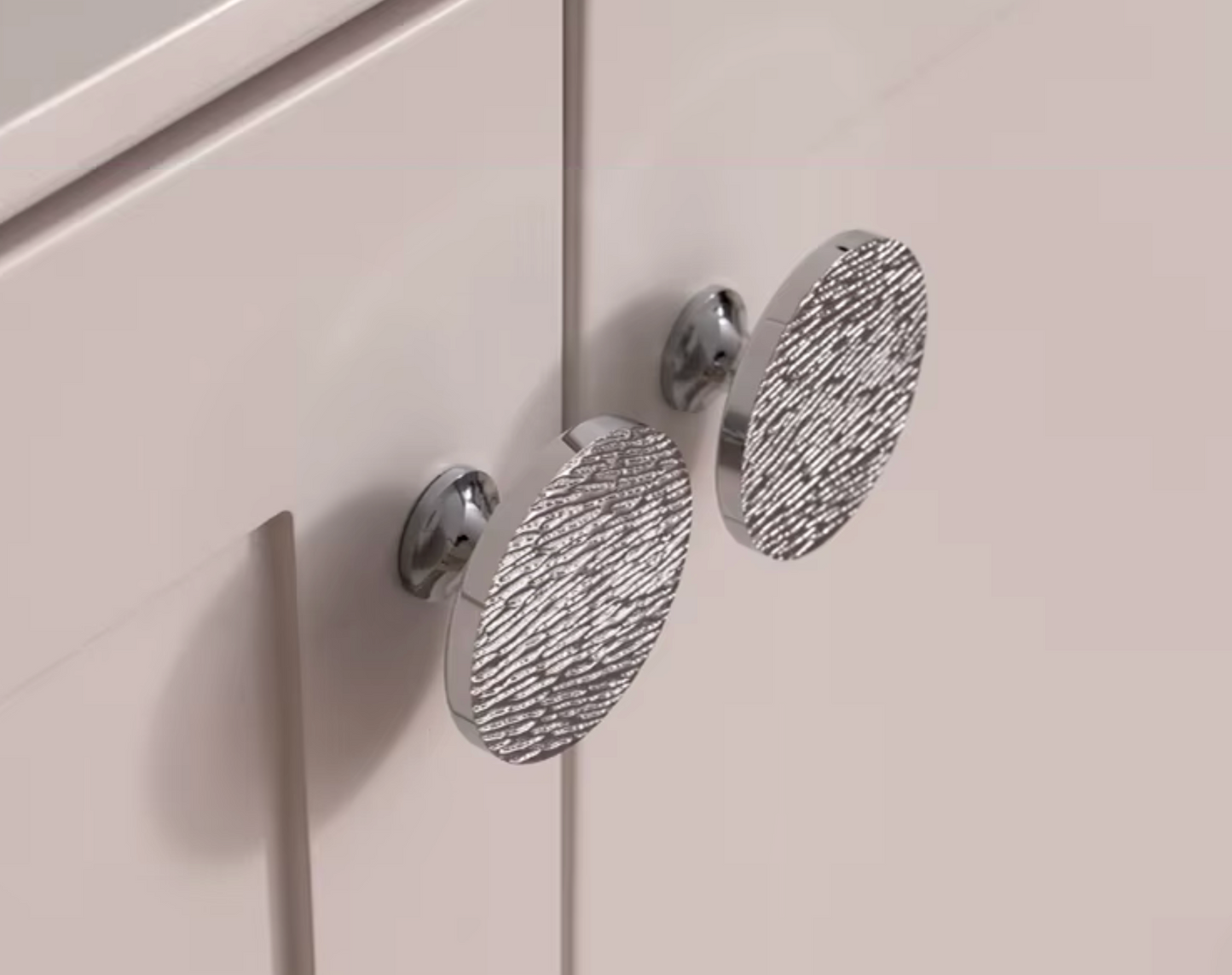 Cabinet Knobs Wood Grain Half-Moon Collection Polished Chrome