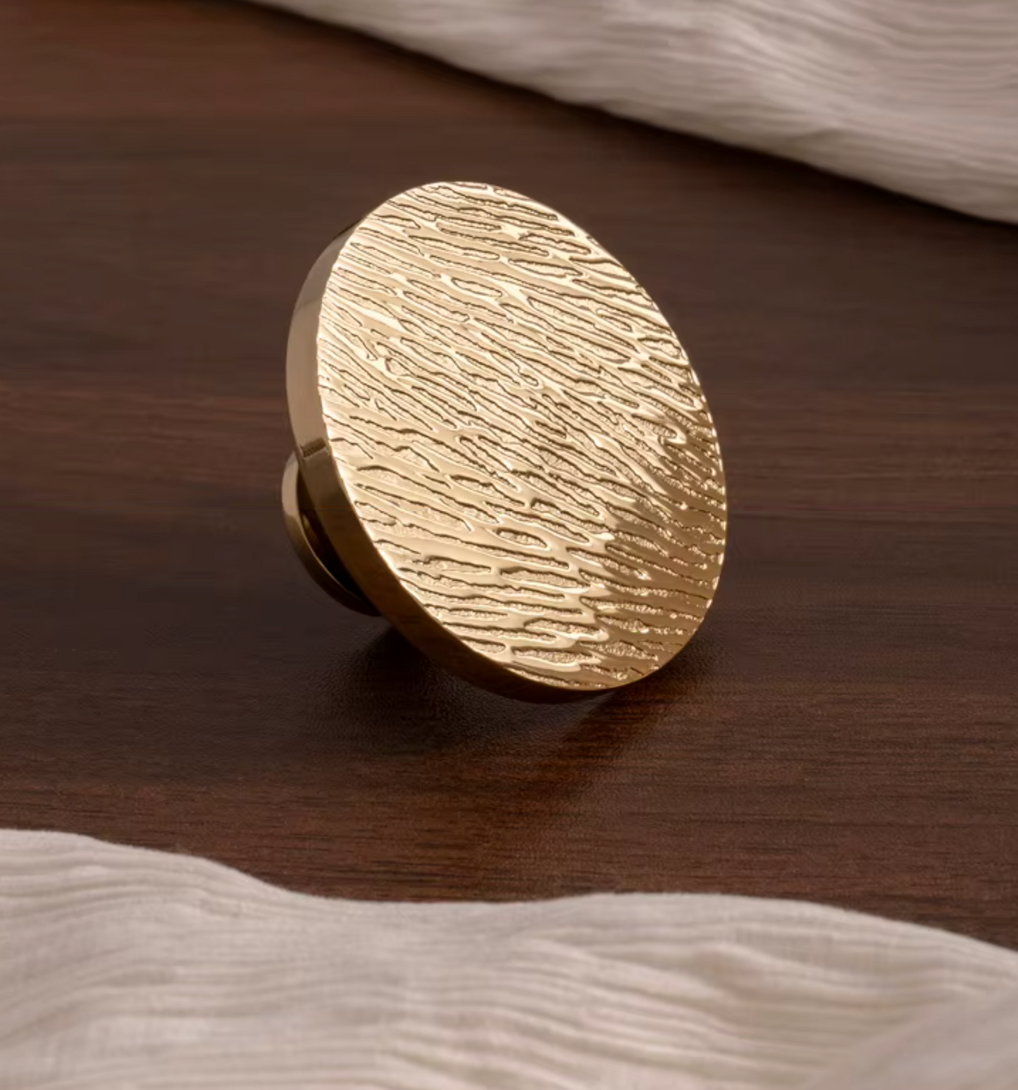 Cabinet Knobs Wood Grain Half-Moon Collection Polished Brass