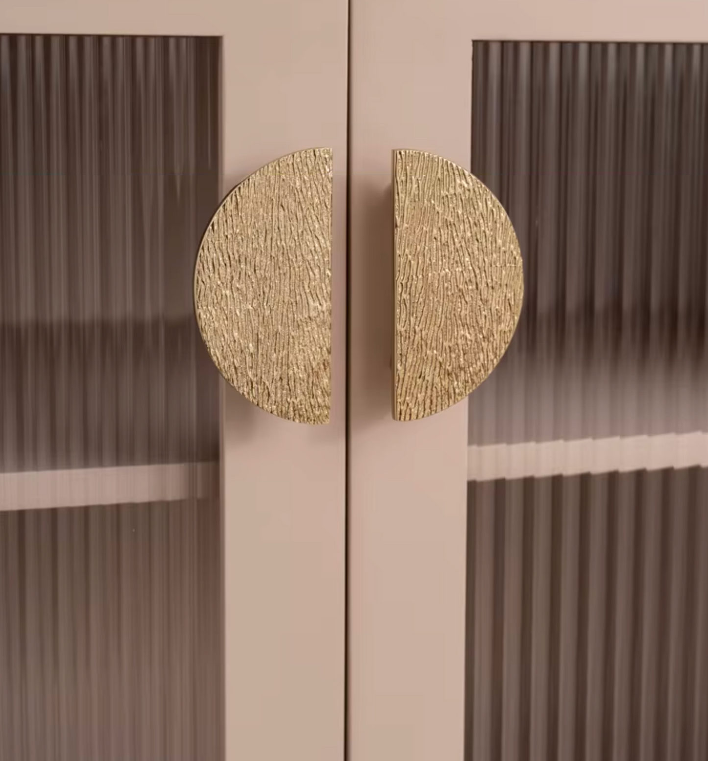 Cabinet Knobs Wood Grain Half-Moon Collection Polished Brass