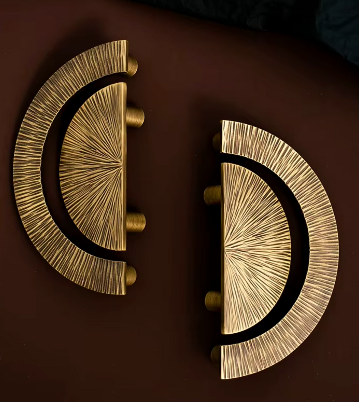 Cabinet Knobs Radiant Arc Half-Moon Collection Antique Brass
