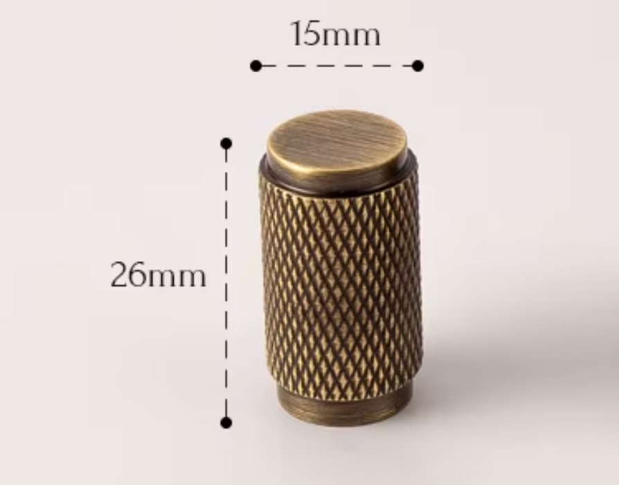 Cabinet Knurled Handle Knob Diamond Collection Brushed Antique Brass