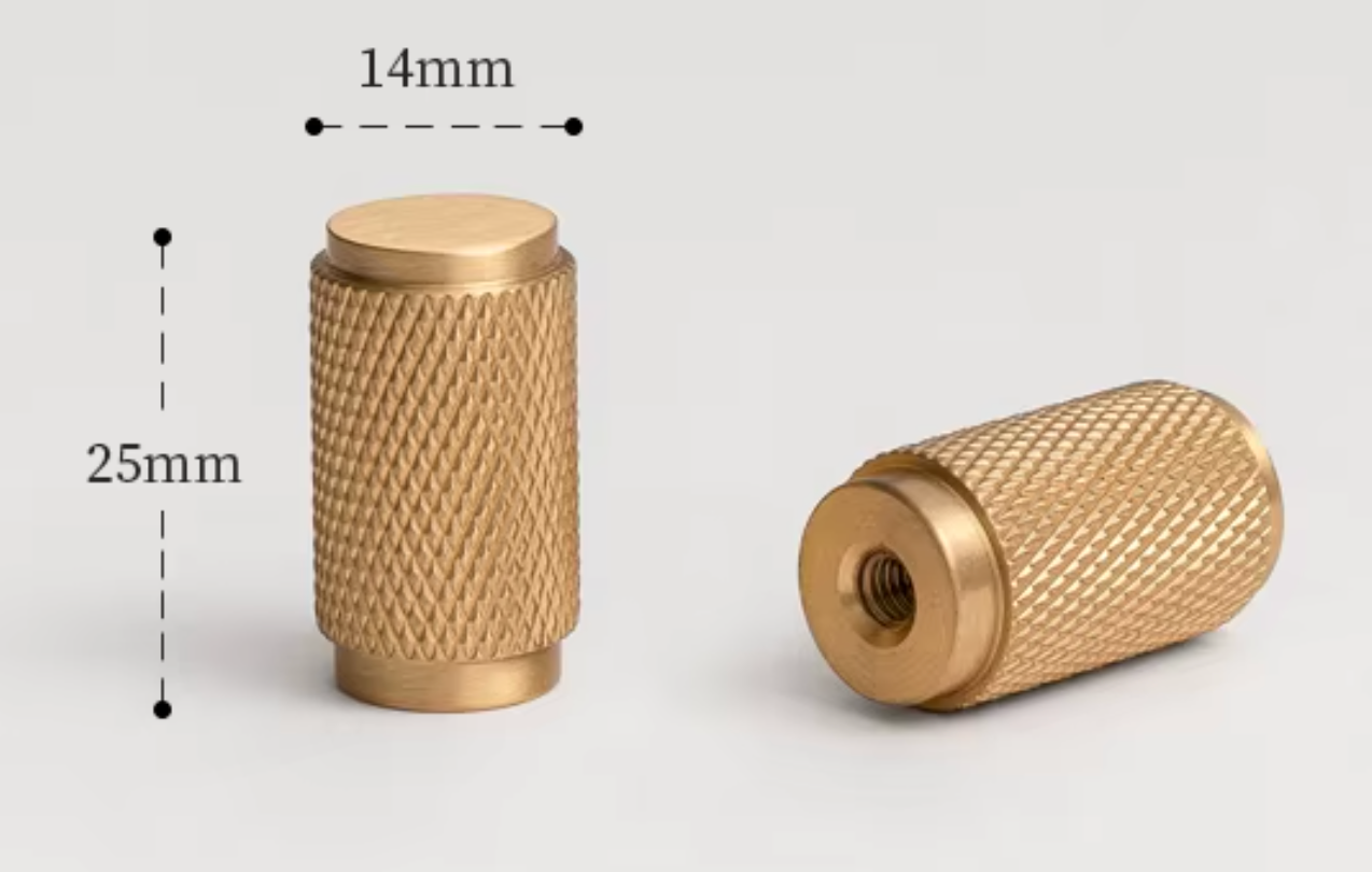 Cabinet Knurled Handle Knob Diamond Collection Brushed Brass
