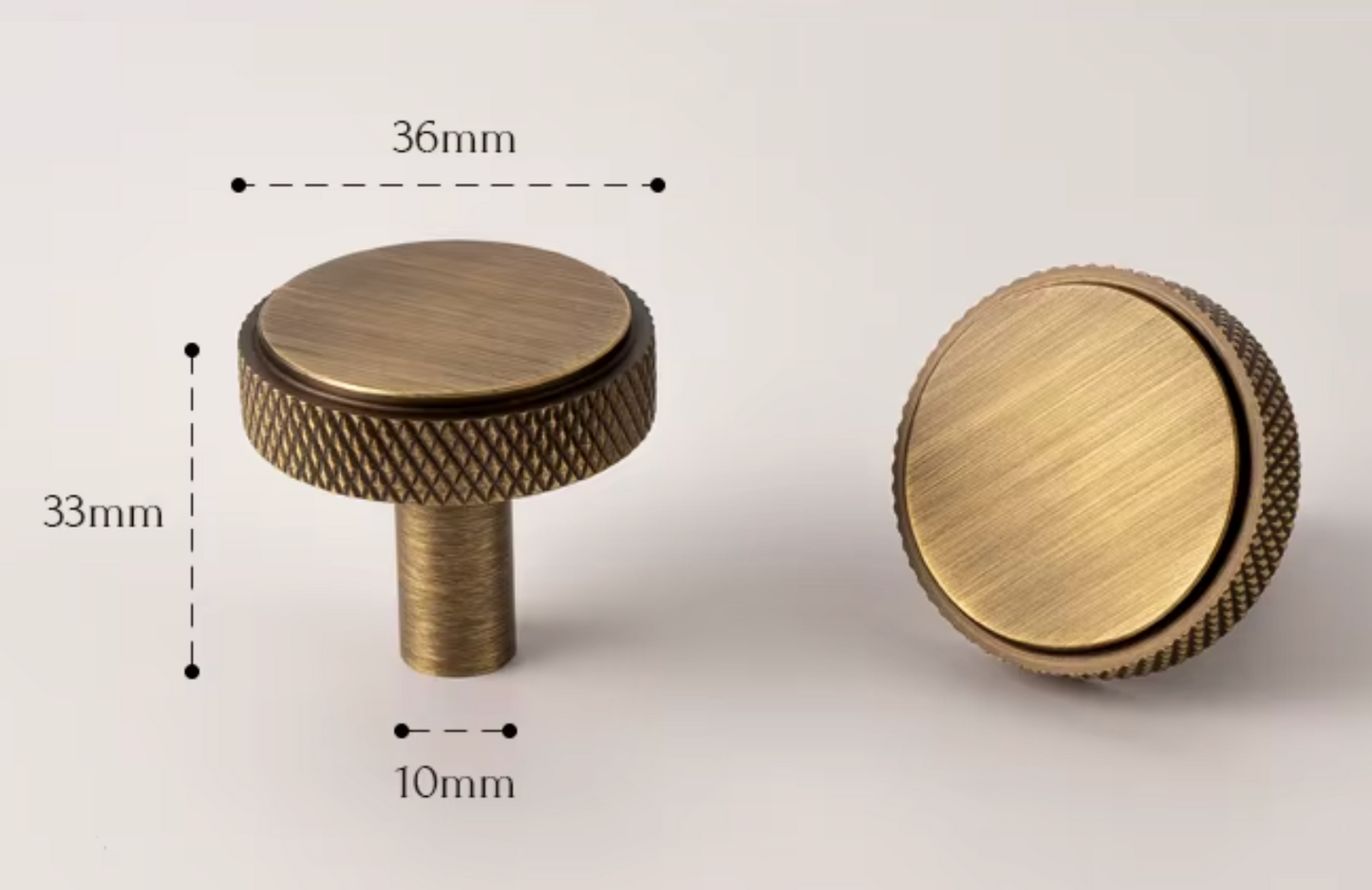 Cabinet Knurled Handle Knob Diamond Collection Brushed Antique Brass