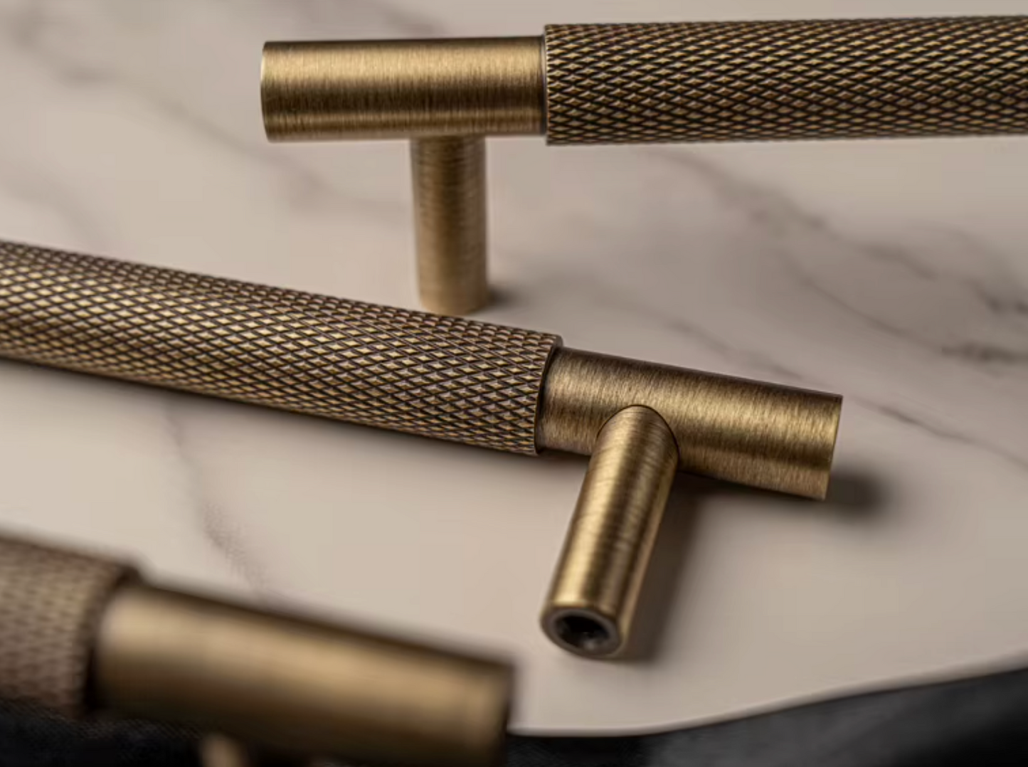 Cabinet Knurled Handle Knob Diamond Collection Brushed Antique Brass