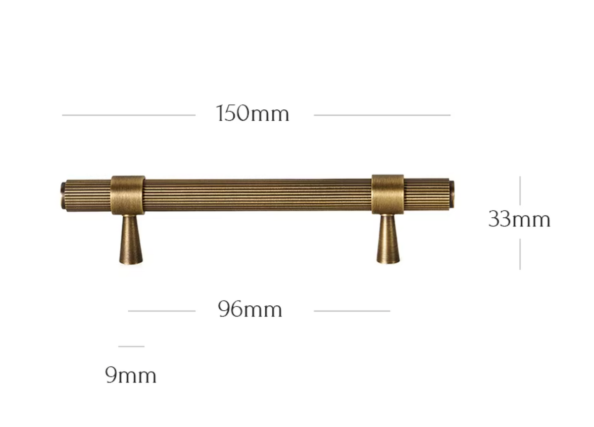 Cabinet Lines Handle Reeded Collection Brushed Antique Brass