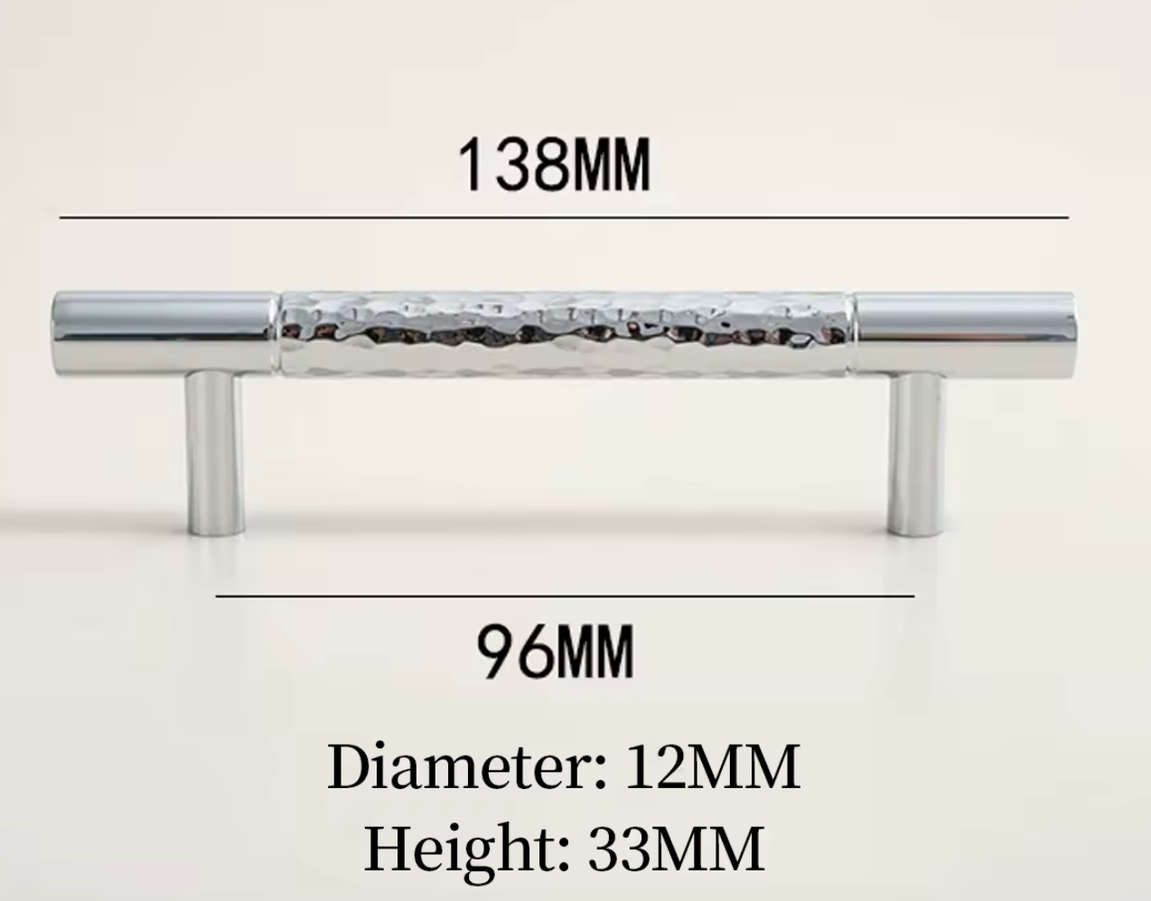 Cabinet Pull Handle Artisan Hand Hammered Collection Chrome