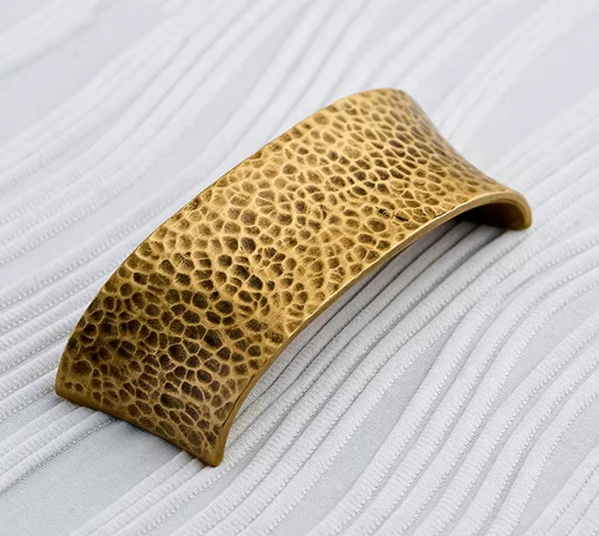 Cabinet Pull Handle Artisan Curved Hand Hammered Collection Antique Brass