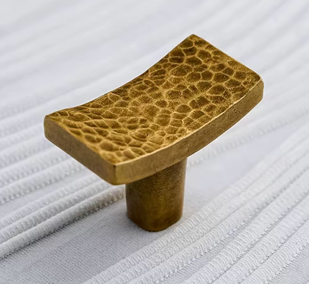 Cabinet Pull Handle Artisan Curved Hand Hammered Collection Antique Brass