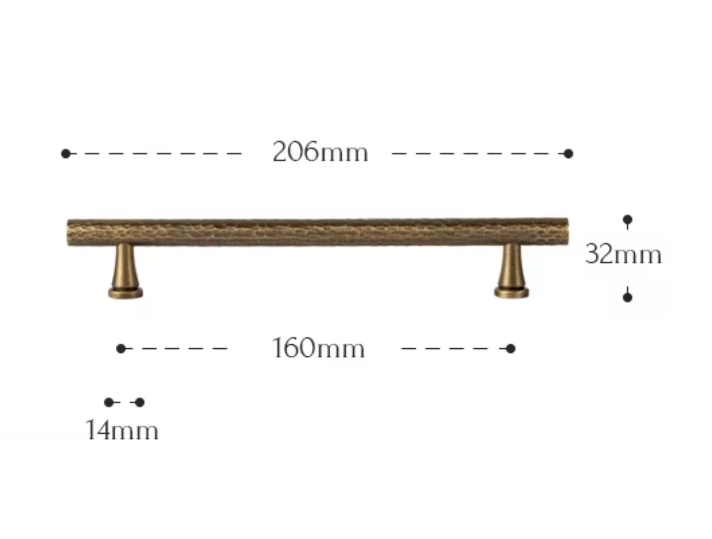 Cabinet Pull Handle Artisan Hand Hammered Collection Brushed Antique Brass