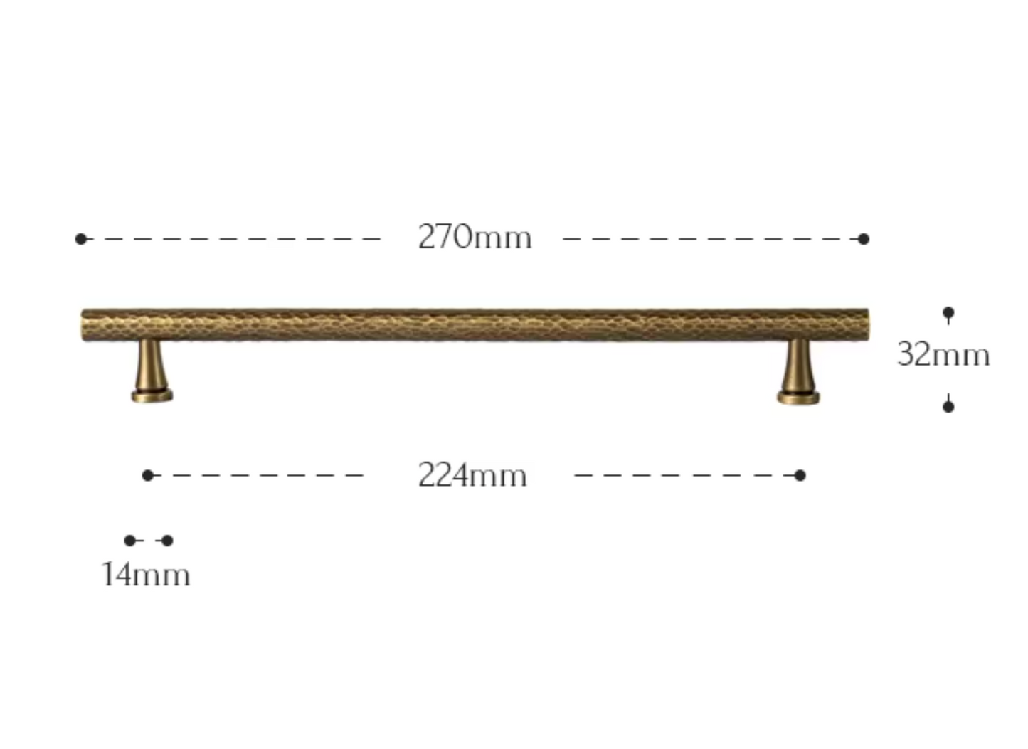 Cabinet Pull Handle Artisan Hand Hammered Collection Brushed Antique Brass
