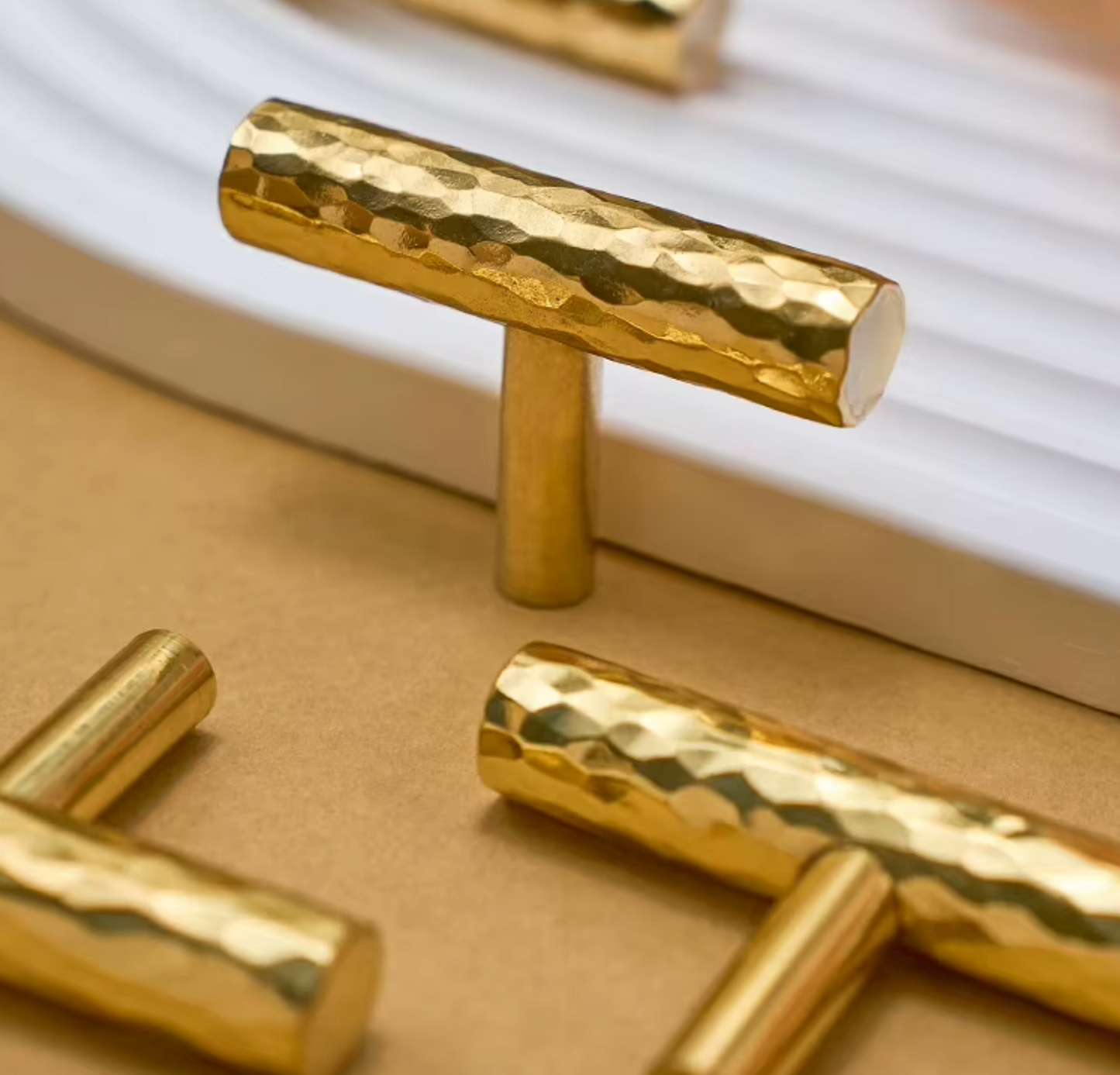 Cabinet Pull Handle Artisan Hand Hammered Collection Polished Brass