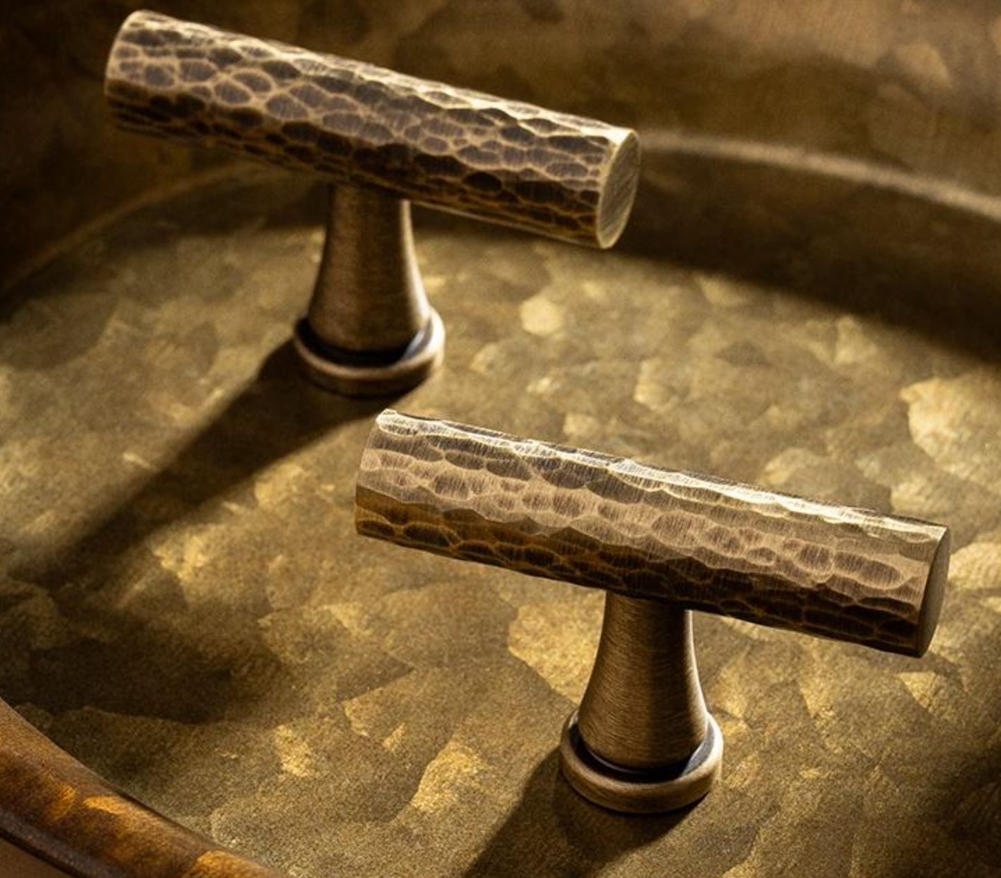 Cabinet Pull Handle Artisan Hand Hammered Collection Brushed Antique Brass
