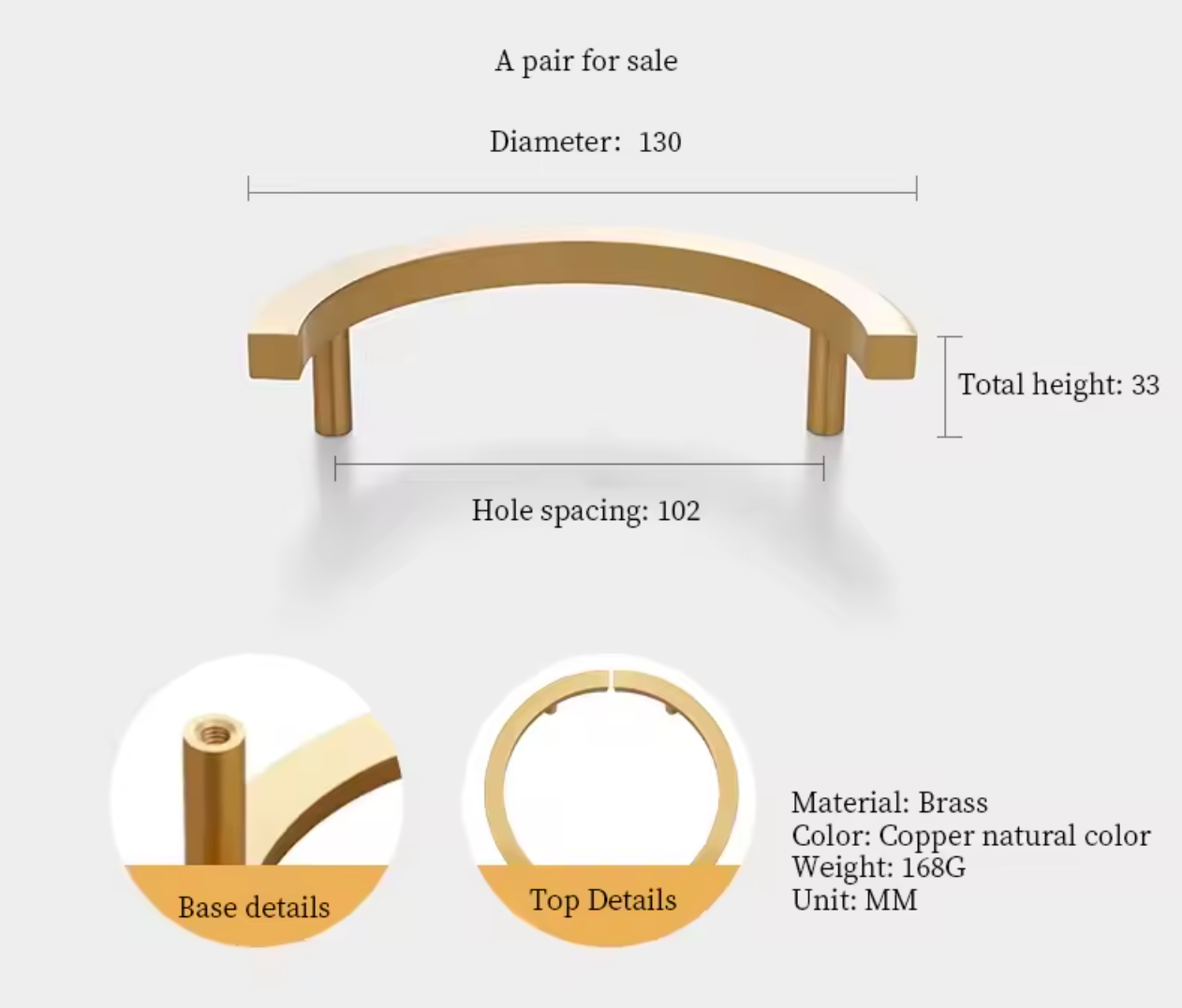 Cabinet Pull Knobs Imperial Eastern Half-Moon Collection Brushed Brass
