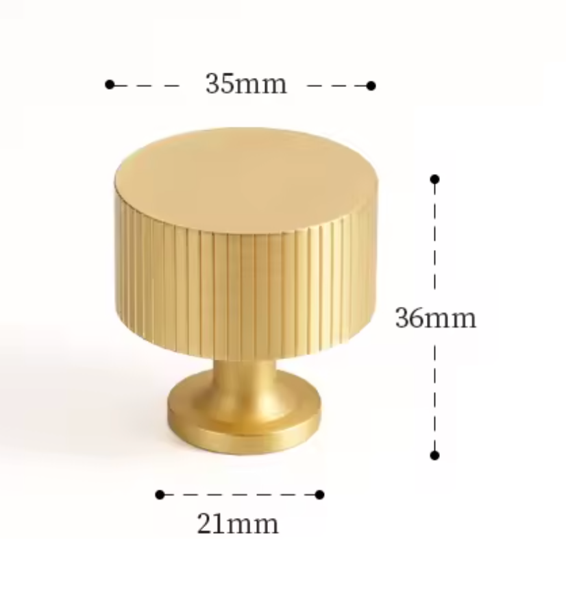 Cabinet Handle Knob Art-Deco Linear Collection Brushed Brass
