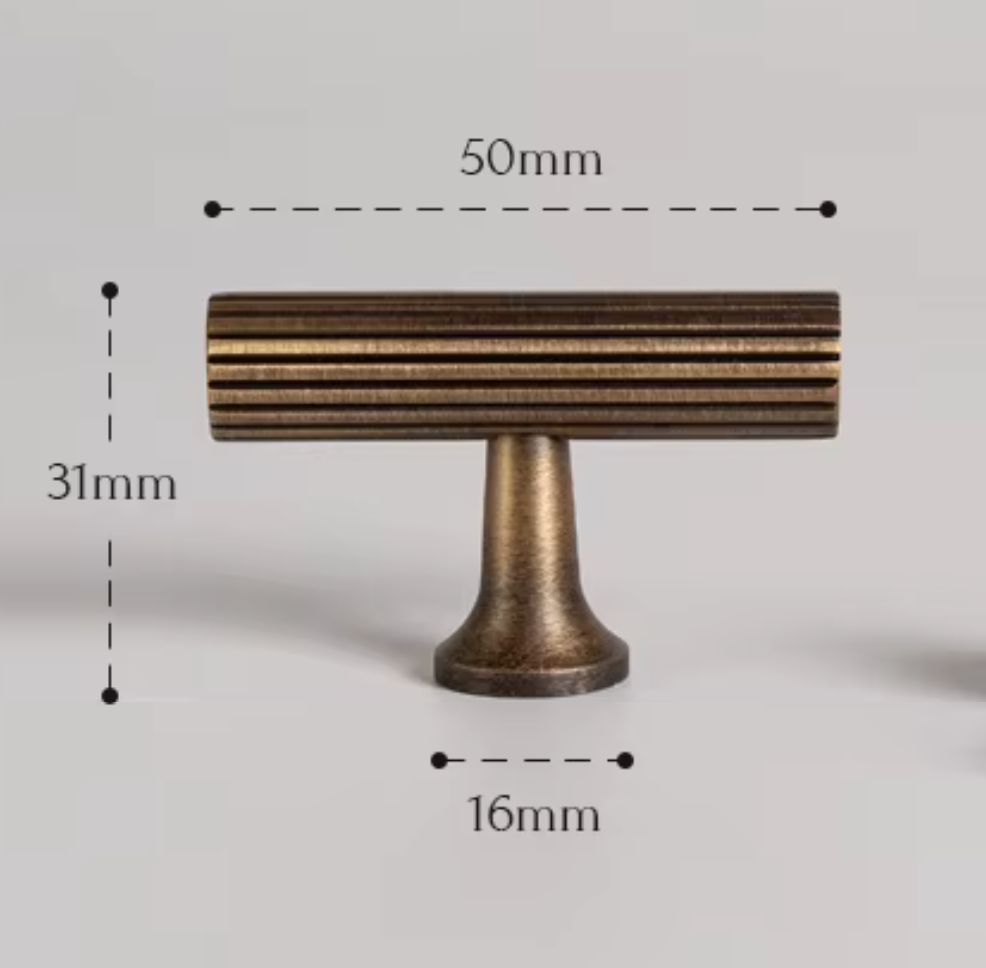 Cabinet Handle Knob Art-Deco Linear Collection Brushed Antique Brass