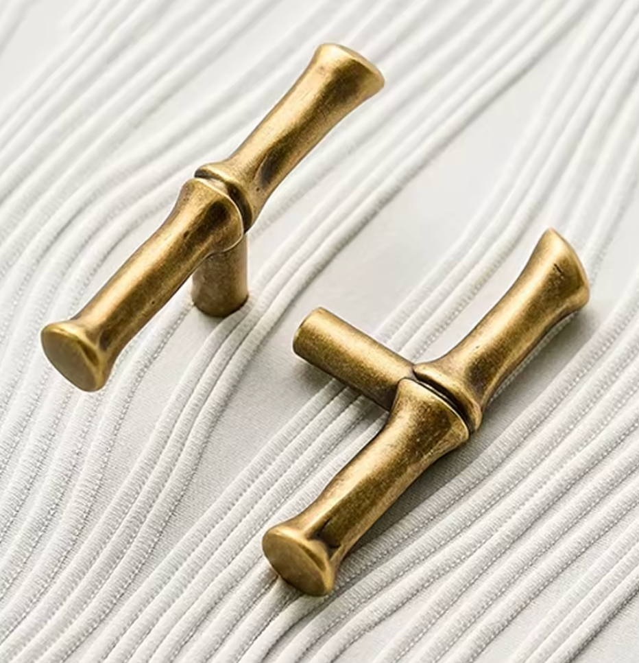 Cabinet Handle Knob Bamboo Collection Brushed Antique Brass