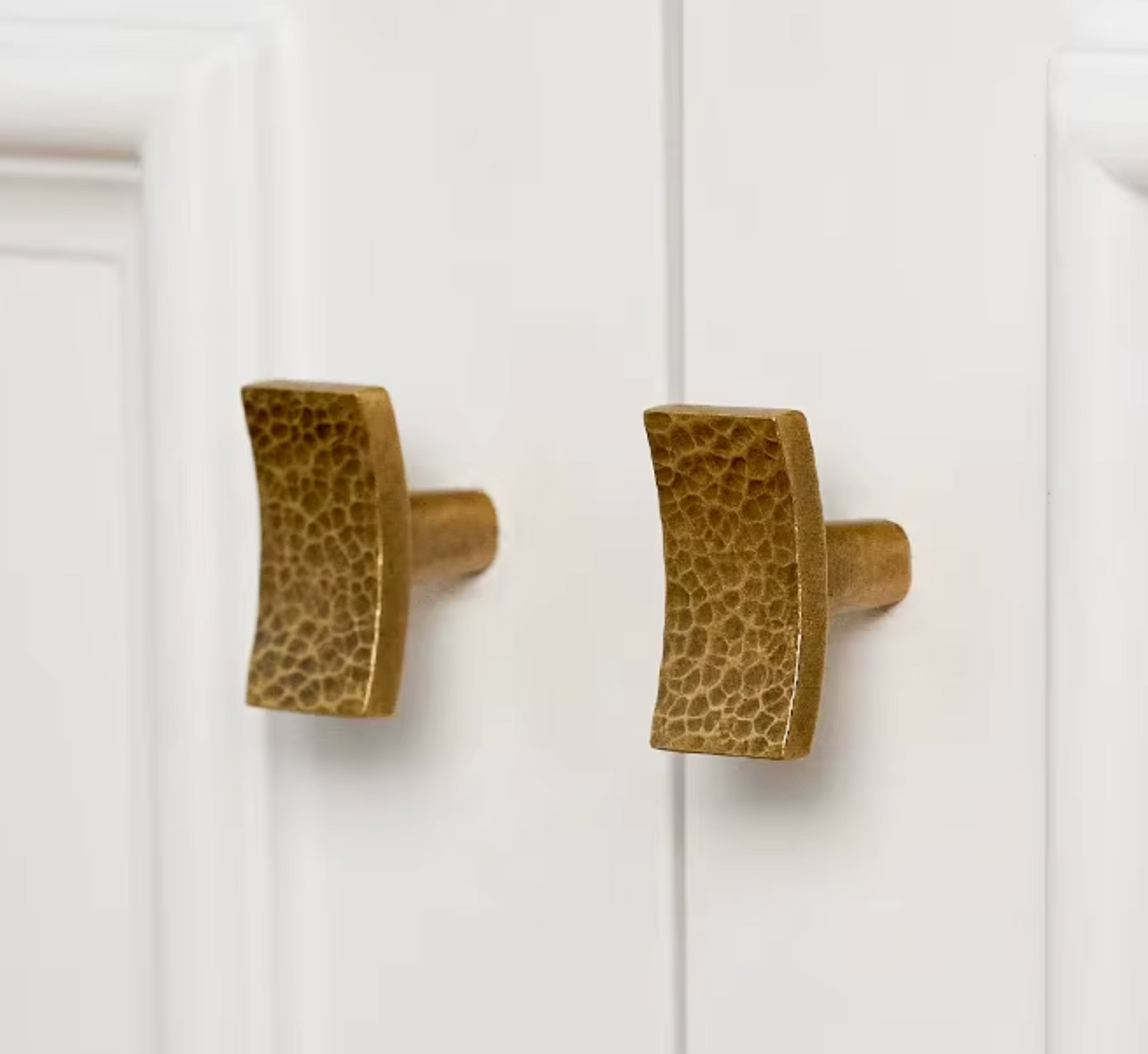 Cabinet Pull Handle Artisan Curved Hand Hammered Collection Antique Brass
