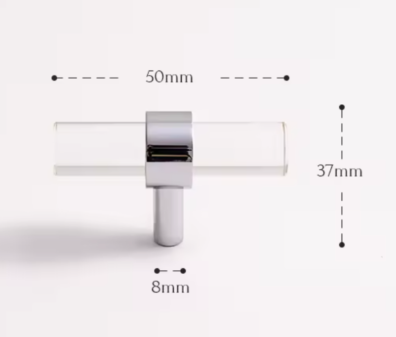 Cabinet Handle Lucent Collection Acrylic Clear With Chrome Ring