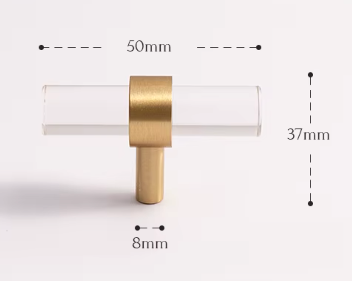 Cabinet Handle Lucent Collection Acrylic Clear With Brass Ring