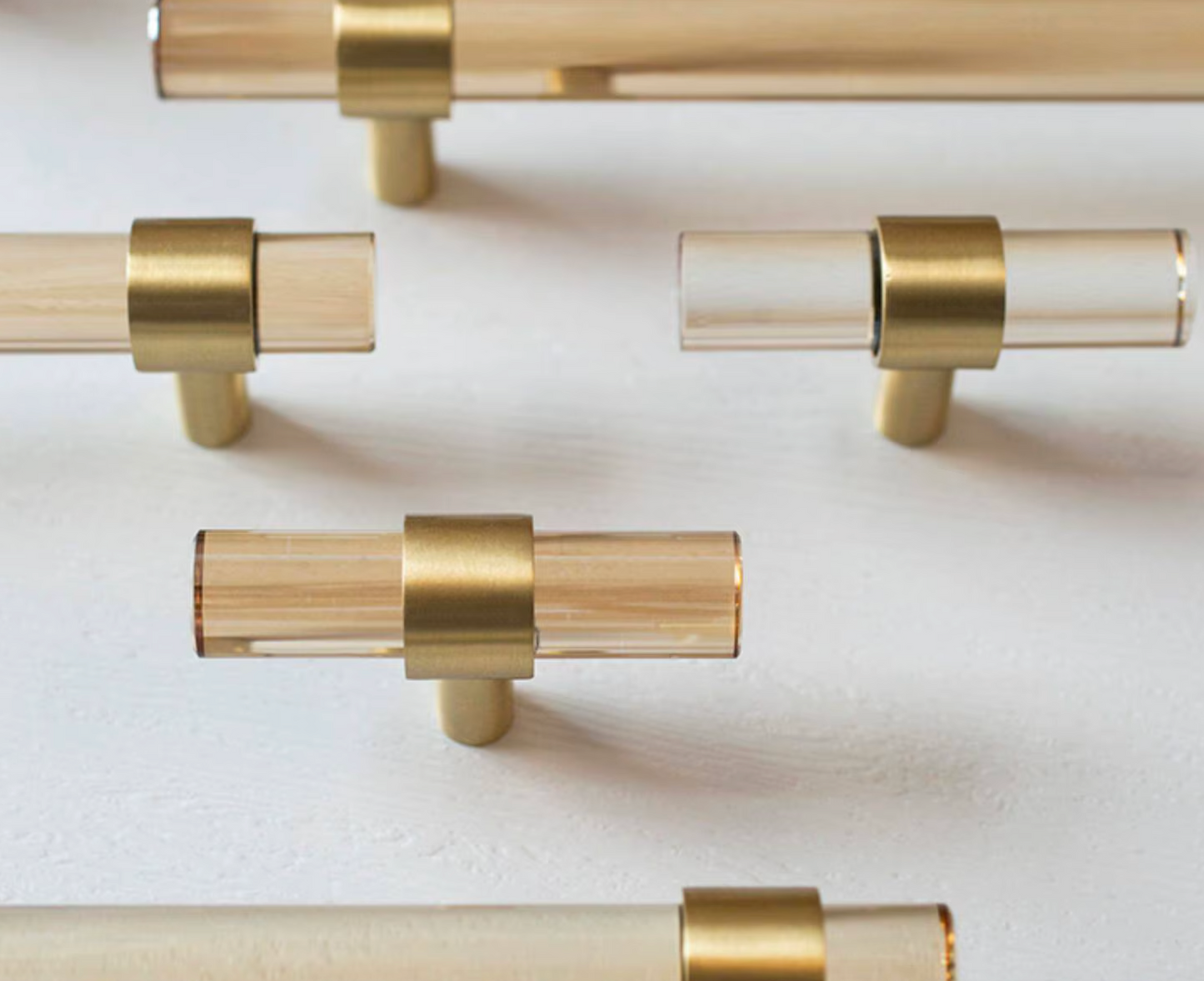 Cabinet Handle Lucent Collection Acrylic Champagne With Brass Ring