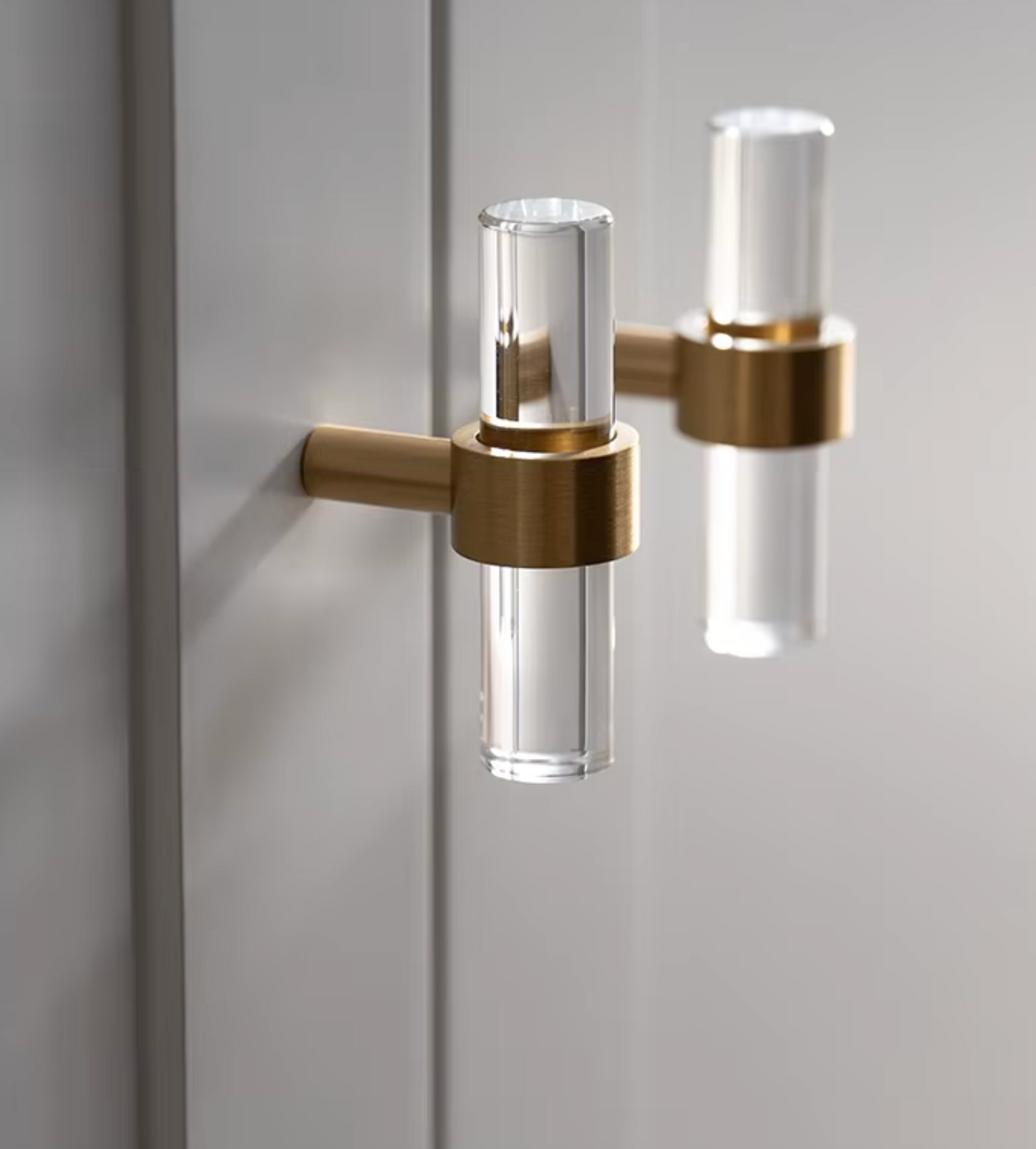 Cabinet Handle Lucent Collection Acrylic Clear With Brass Ring
