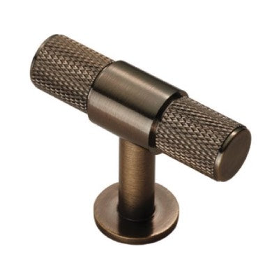 Carlisle Brass Knurled T-Bar Cabinet Knob Antique Brass - FTD701AB