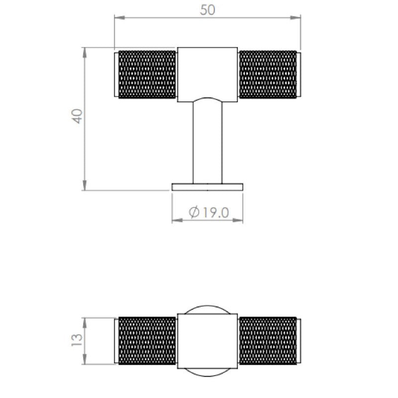 Carlisle Brass Knurled T-Bar Cabinet Knob Satin Nickel - FTD701SN