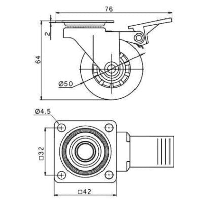 Castor-Wheels-Swivel-Furniture-50mm-Wheel