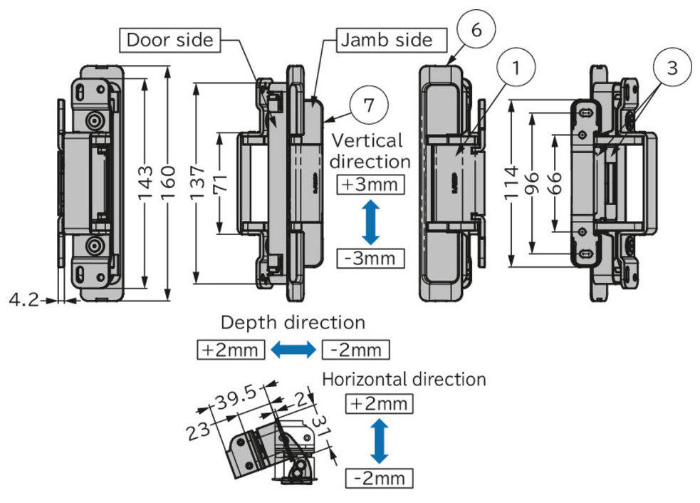 Concealed Surface Mounted Sugatsune HES 150 Door Hinge