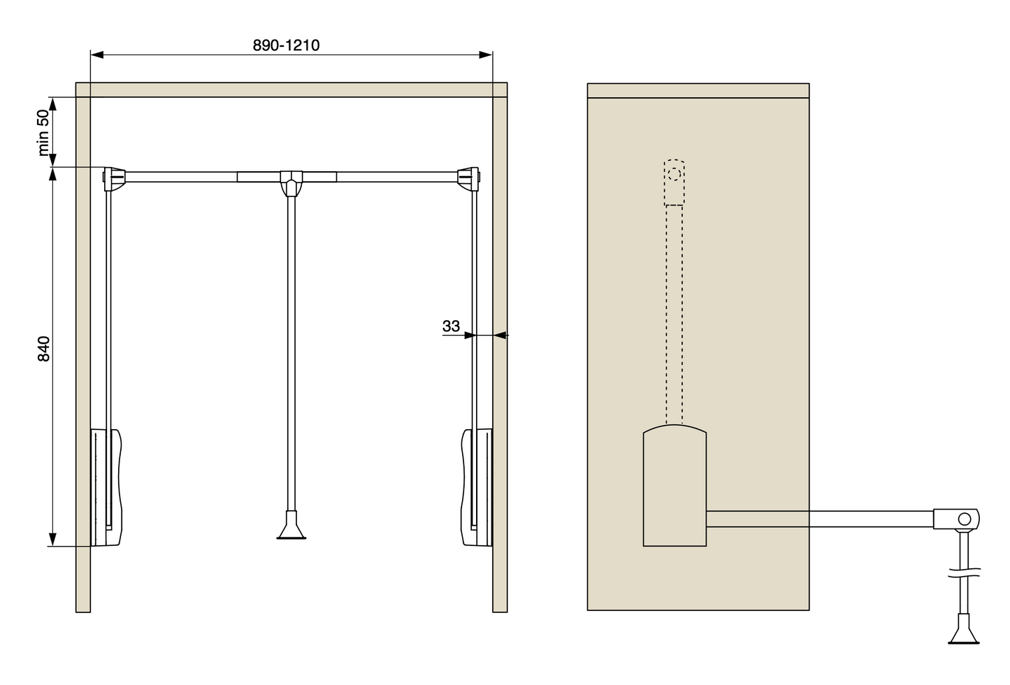 Medium Duty Pull Down Wardrobe Rail Lift White