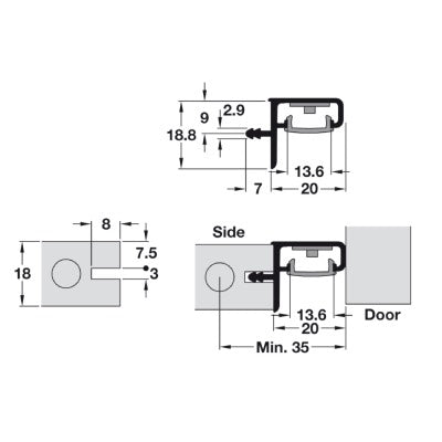 GOLA-System-A-Profile-Handle-Horizontal-Fixing-with-Slot-for-LED-Strip