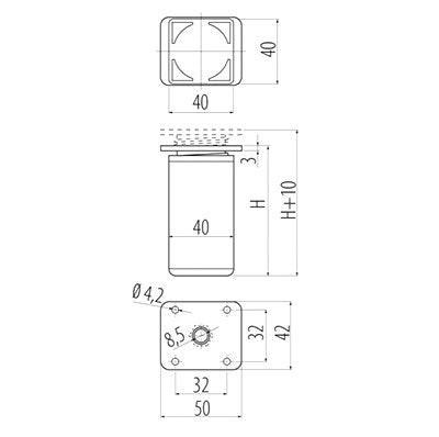 GTV-Square-aluminium-leg-feet-NM-DAK27