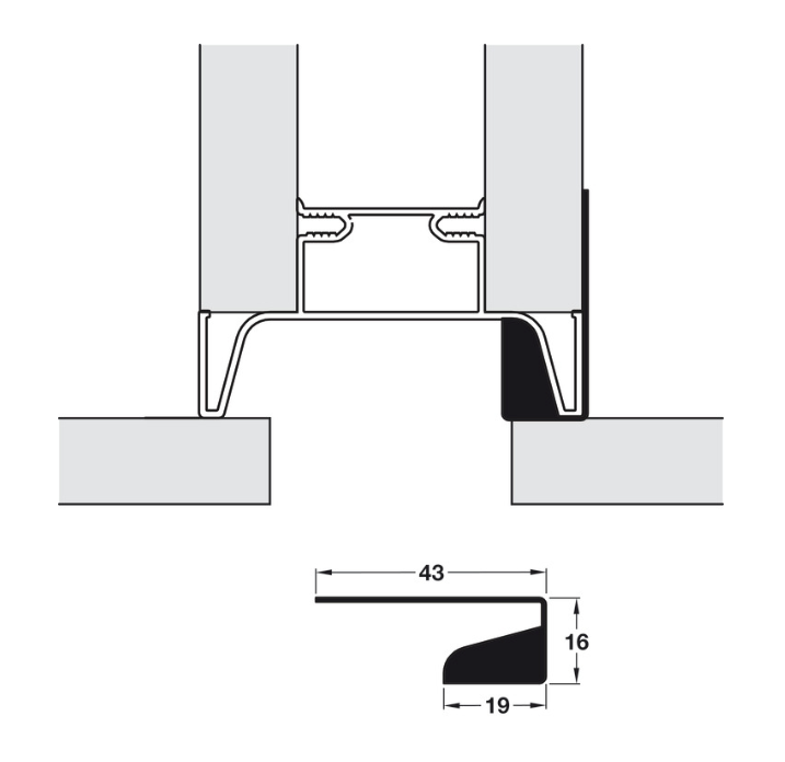 Gola System E Profile Handle for Vertical Fixing in Oven Cavity