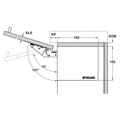 Grass Kinvaro T-Slim Soft Close Lift Mechanism Set Silver