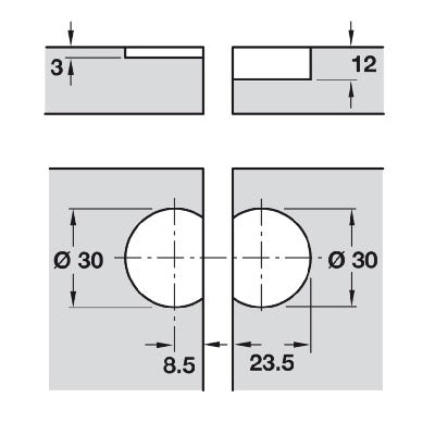 Hafele-90°-Plano-Medial-Flap-Hinge