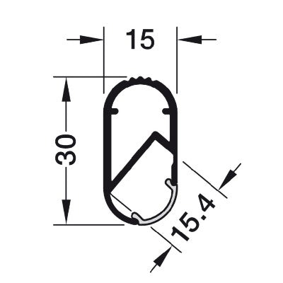 Hafele-Oval-Wardrobe-Rail-LED-Strip-Light-2500mm-Aluminium-Profile