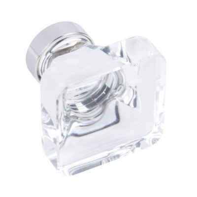 Hafele Glacio Cupboard Glass Square Knob Nickel Base