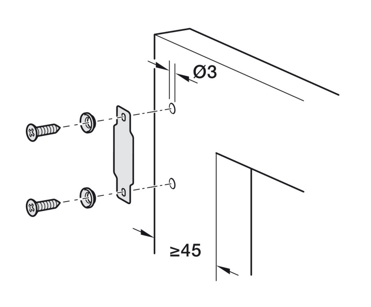 Hafele Front Fixing Set for Free Space Lifts
