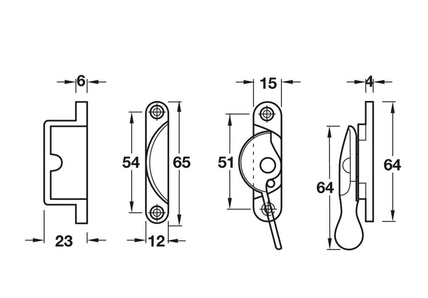 Hafele Sash Fastener Fitch Pattern Lockable Polished Brass