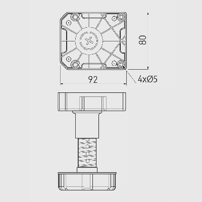 Heavy Duty Adjustable 125-195 mm Kitchen Cabinet Plinth Feet