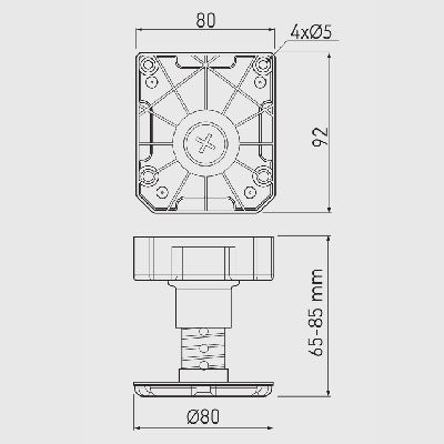 Heavy Duty Adjustable 65-85 mm Kitchen Cabinet Plinth Feet