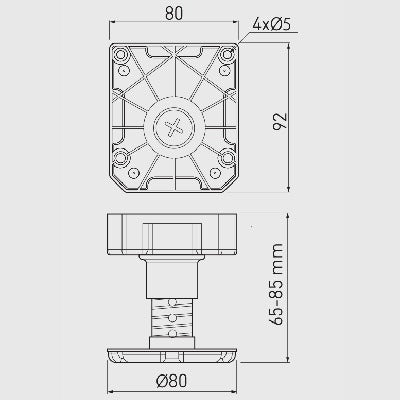 Heavy Duty Adjustable 85-125 mm Kitchen Cabinet Plinth Feet