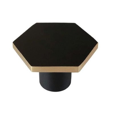 Hexagon-Cabinet-Knob-Solid-Brushed-Brass-and-Black