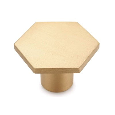 Hexagonal-Cabinet-Knob-Solid-Brushed-Brass