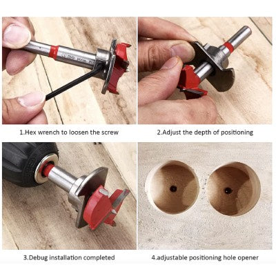 Hinge Hole Cutter 35mm Adjustable Depth Positioning