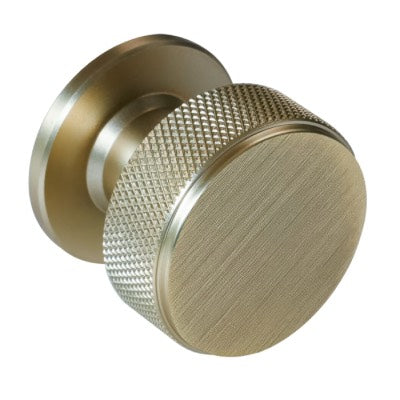 Knurled Radio Cabinet Knob Antique Brass 34mm